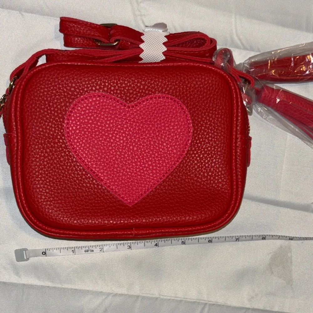 Red Crossbody Bag Pink Heart Tassels New